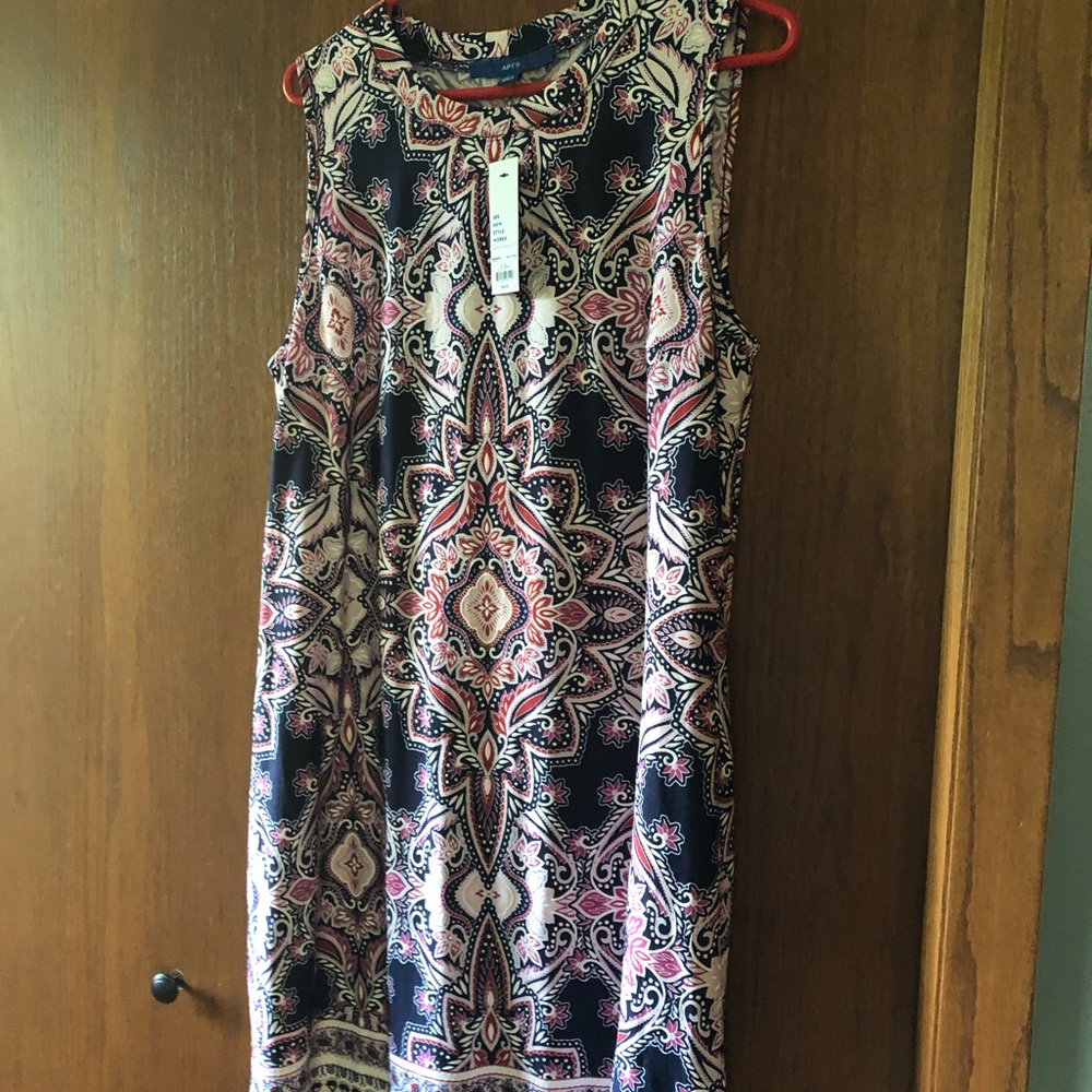 Apt. 9 Pink and Black Paisley Midi Dress